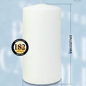 Hyoola White Pillar Candles 4x8 Inch - Unscented Pillar Candles - 2-Pack - European Made