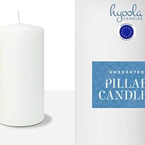Hyoola White Pillar Candles 4x8 Inch - Unscented Pillar Candles - 2-Pack - European Made