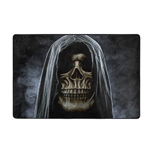 Top Carpenter Grim Reaper Portrait of Skull Area Rug Carpet for Living Room Bedroom 6'x4' Light Weight Polyester Fabric