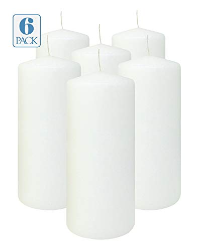 HYOOLA White Pillar Candles 3x7 Inch - Unscented Pillar Candles - 6-Pack - European Made