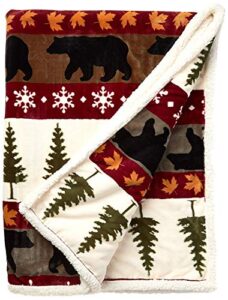 carstens soft sherpa plush throw blanket, tall pine collection