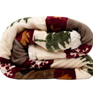 Carstens Soft Sherpa Plush Throw Blanket, Tall Pine Collection