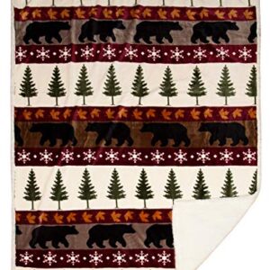 Carstens Soft Sherpa Plush Throw Blanket, Tall Pine Collection