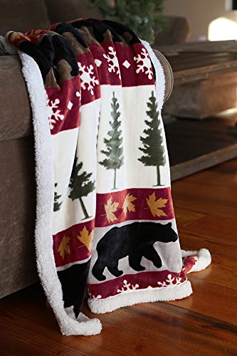 Carstens Soft Sherpa Plush Throw Blanket, Tall Pine Collection