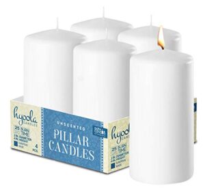 hyoola white pillar candles 2-inch x 4-inch – unscented pillar candles – set of 4 – european made