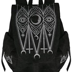 Restyle Cathedral Gothic Occult Crescent Moon Vegan Suede School Uni Backpack