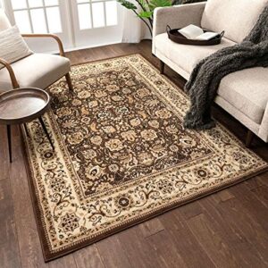 well woven darya brown modern sarouk area rug updated traditional persian style (5’3″ x 7’3″)