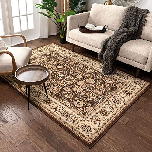 Well Woven Darya Brown Modern Sarouk Area Rug Updated Traditional Persian Style (5'3" x 7'3")