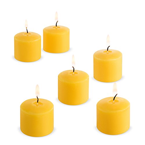 Votive Citronella Candles Summer Scented Indoor Outdoor Use - Authentic Citronella Oil - 10 Hour Burn time - Yellow, Set of 72 (Glass Holders Not Included)