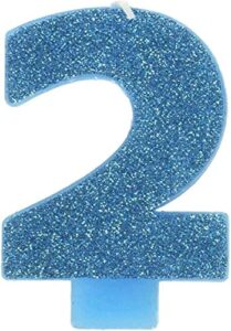 #2 glitter birthday candle | caribbean blue | party supply