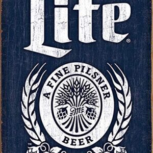 Desperate Enterprises Miller Lite Bottle Logo Tin Sign - Nostalgic Vintage Metal Wall Décor - Made in USA