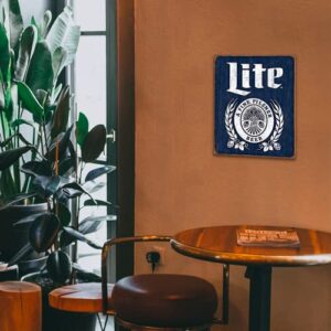 Desperate Enterprises Miller Lite Bottle Logo Tin Sign - Nostalgic Vintage Metal Wall Décor - Made in USA