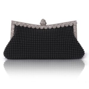 damara womens dimple mesh crystals mini clutch evening bag, black