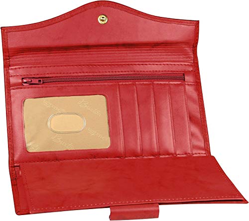 Buxton RFID Organizer Clutch Wallet One Size Red