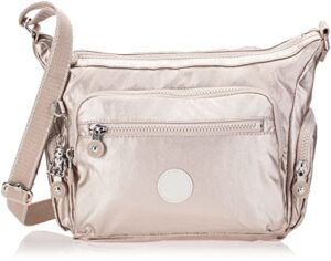 kipling women’s gabbie small crossbody, lightweight everyday purse, casual shoulder bag, metallic glow