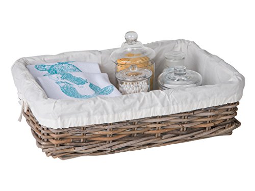 Kouboo Kobo Rattan Shelf Removable Liner, Gray, Medium Size Decorative Storage Basket