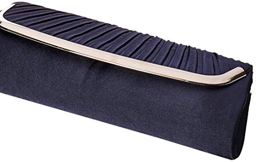 Damara Womens Simple Pleated Satin Clutch Evening Bag, Navy Blue