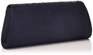 Damara Womens Simple Pleated Satin Clutch Evening Bag, Navy Blue