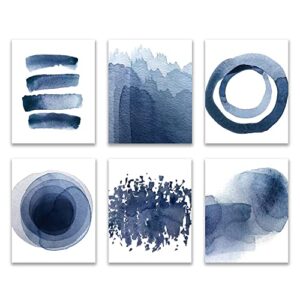 wall art prints 8x10 unframed abstract blue watercolor paintings for bedroom living room kitchen bathroom dining room home decor accents home decorations set of 6