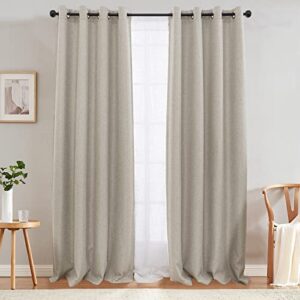 jinchan linen textured curtains for living room darkening bedroom curtains thermal curtains linen look thermal insulated curtains grommet top window drape, w52 x l96, greyish beige curtain 1 panel