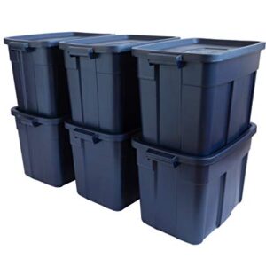 Rubbermaid Roughneck️ Storage Totes 18 Gal, Durable Stackable Storage Containers, Great for Garage Storage, Moving Boxes, and More, 6-Pack