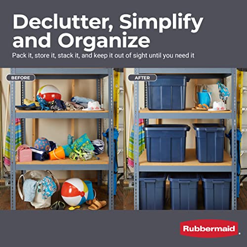 Rubbermaid Roughneck️ Storage Totes 18 Gal, Durable Stackable Storage Containers, Great for Garage Storage, Moving Boxes, and More, 6-Pack