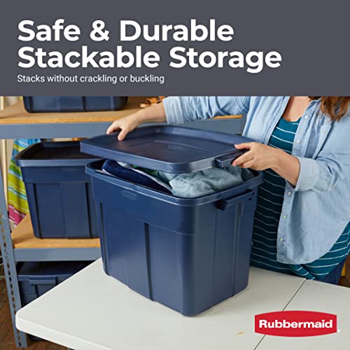 Rubbermaid Roughneck️ Storage Totes 18 Gal, Durable Stackable Storage Containers, Great for Garage Storage, Moving Boxes, and More, 6-Pack