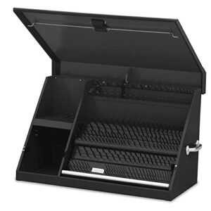 montezuma – xl450b – 36-inch portable triangle toolbox – multi-tier design – 16-gauge construction – sae and metric tool chest – weather-resistant toolbox – lock and latching system, black
