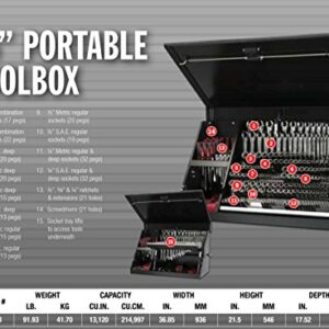 Montezuma – XL450B – 36-Inch Portable TRIANGLE Toolbox – Multi-Tier Design – 16-Gauge Construction – SAE and Metric Tool Chest – Weather-Resistant Toolbox – Lock and Latching System, Black