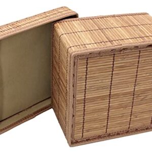 Seta Direct, Brown Natural Bamboo Organization Square Storage Box with Lid [Nesting Set of 3]