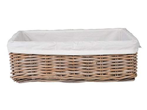 Kouboo Kobo Rattan Shelf, Underbed Removable Liner, Gray, Large Size Decorative Storage Basket