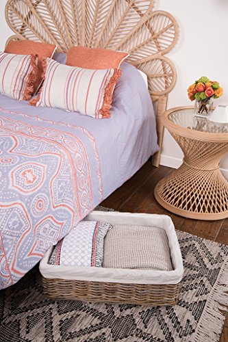 Kouboo Kobo Rattan Shelf, Underbed Removable Liner, Gray, Large Size Decorative Storage Basket