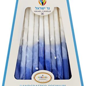 Dripless Hanukkah Candles, Decorative Frosted Blue, Light Blue, White 45 Candles