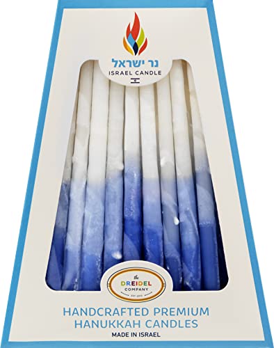Dripless Hanukkah Candles, Decorative Frosted Blue, Light Blue, White 45 Candles
