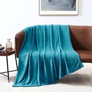 Love's cabin Flannel Fleece Blanket Throw Size Teal Throw Blanket for Couch, Extra Soft Double Side Fuzzy & Plush Fall Blanket, Fluffy Cozy Blanket for Adults Kids or Pet (Lightweight,Non Shedding)