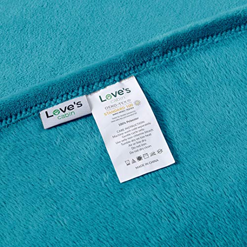 Love's cabin Flannel Fleece Blanket Throw Size Teal Throw Blanket for Couch, Extra Soft Double Side Fuzzy & Plush Fall Blanket, Fluffy Cozy Blanket for Adults Kids or Pet (Lightweight,Non Shedding)