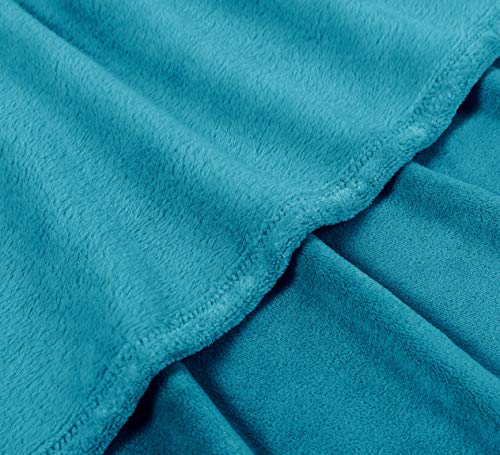 Love's cabin Flannel Fleece Blanket Throw Size Teal Throw Blanket for Couch, Extra Soft Double Side Fuzzy & Plush Fall Blanket, Fluffy Cozy Blanket for Adults Kids or Pet (Lightweight,Non Shedding)