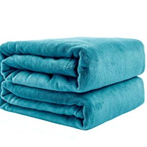 Love's cabin Flannel Fleece Blanket Throw Size Teal Throw Blanket for Couch, Extra Soft Double Side Fuzzy & Plush Fall Blanket, Fluffy Cozy Blanket for Adults Kids or Pet (Lightweight,Non Shedding)