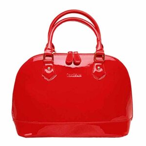 mily dome satchel handbag patent leather bag candy color jelly shoulder bag tote red