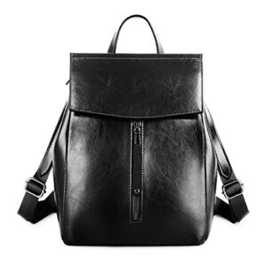 YALUXE Genuine Leather Fashion Women's Backpack for Women Handbag School Bag Shoulder Bag Tote for Women black