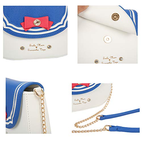 Sunwel Fashion Kawaii Anime Sailor Moon inspired Cosplay Purse Bow Chain Shoulder Crossbody Bag (blue)