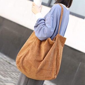 BOBILIKE Women Shoulder Bags Corduroy Bag Handbag Work Bags Schoolbag, Brown
