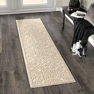 orian rugs boucle collection 397147 indoor/outdoor high-low biscay runner rug, 1’11” x 7’6″, driftwood beige