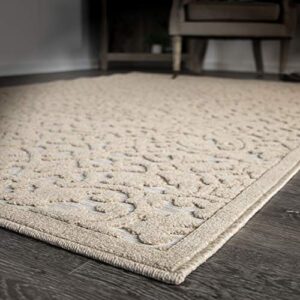 Orian Rugs Boucle Collection 397147 Indoor/Outdoor High-Low Biscay Runner Rug, 1'11" x 7'6", Driftwood Beige