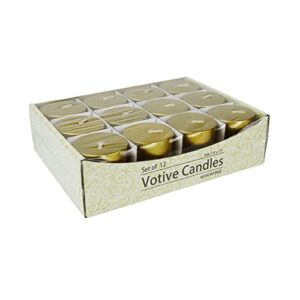 Zest Candle 12-Piece Votive Candles, Metallic Gold