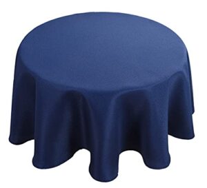 biscaynebay textured fabric round tablecloths 60 inches in diameter, navy water resistant spill proof washable tablecloths for dining, kitchen, wedding, parties etc. machine washable