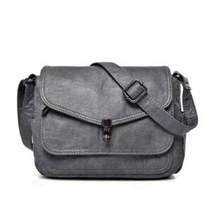 artwell fashion crossbody bag for women pu leather small purse vintage satchel saddle shoulder bag (grey)