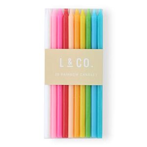 20 count tall skinny rainbow birthday cake candles for birthday wedding party cakes decorations