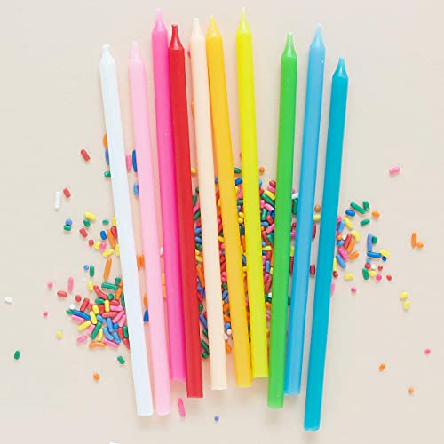 20 Count Tall Skinny Rainbow Birthday Cake Candles for Birthday Wedding Party Cakes Decorations