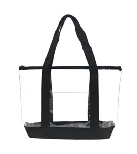 clear pvc zipper tote bag/security clear tote bag/work tote bag (black)